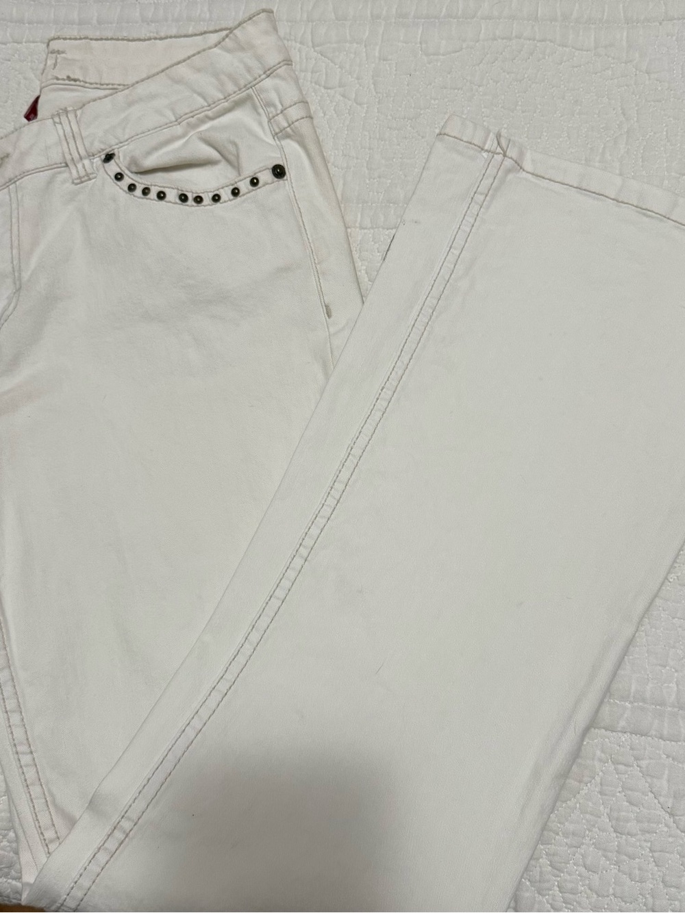 Esprit Women's White Stud-Trim Straight Jeans size 10